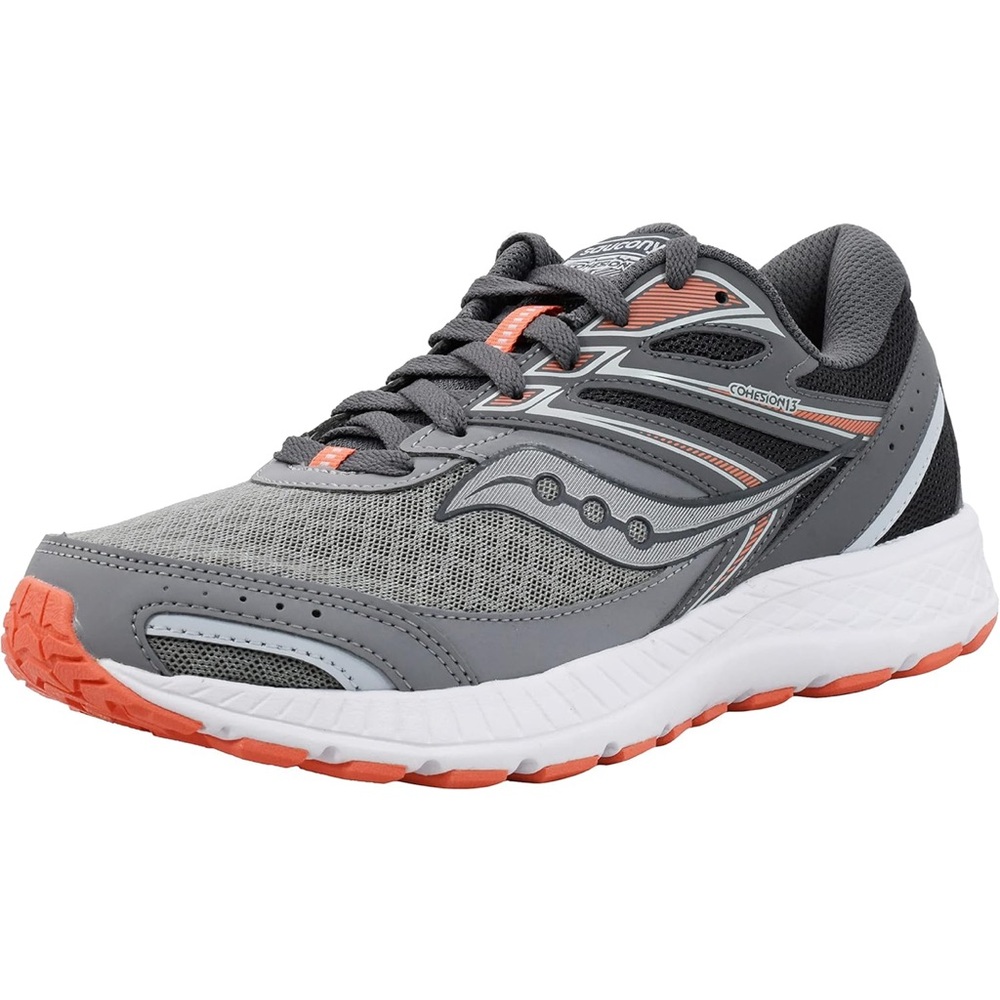 Saucony Gray and Orange Athletic Shoes with Cushioned Midsole